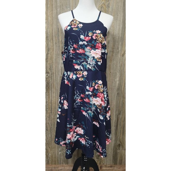 Navy blue floral tank top style Dress 1xl - Picture 1 of 3